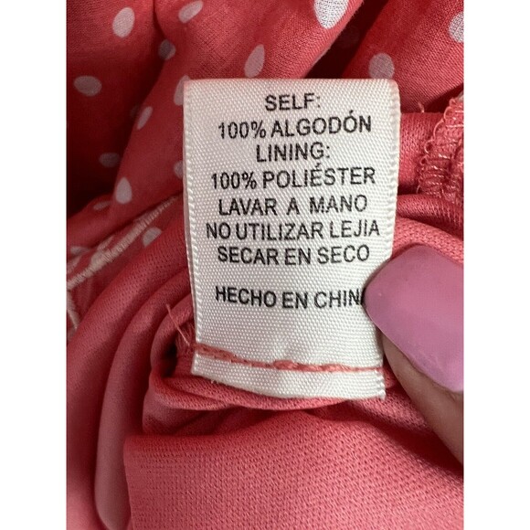 Pink Owl Womens Coral Polka Dot Sleeveless Pullover Tank Dress Size M Bow Back - Picture 8 of 8